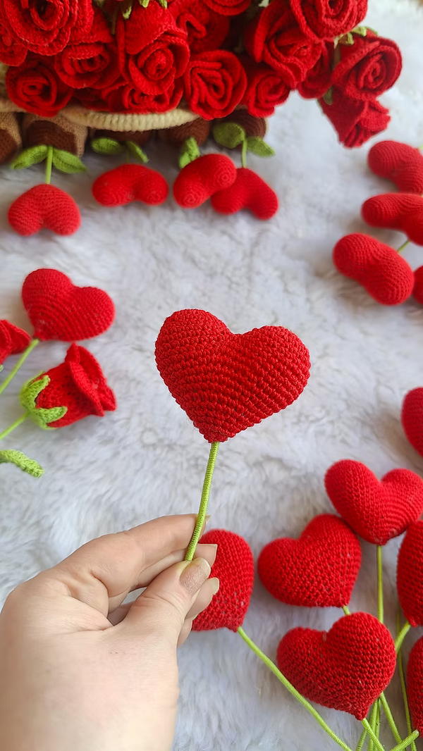Crochet Heart Stick