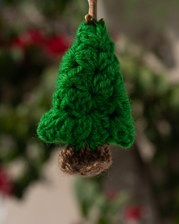 Crochet Christmas tree keychain