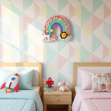 Macrame Nameboard -  7 layer Rainbow with Felt Animals