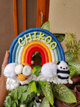 Macrame Nameboard -  7 layer Rainbow with Felt Animals