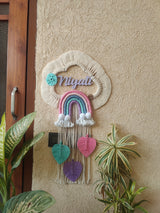 Handmade Macrame Kids Name Plate - Customizable Cloud Shape Wall Decor
